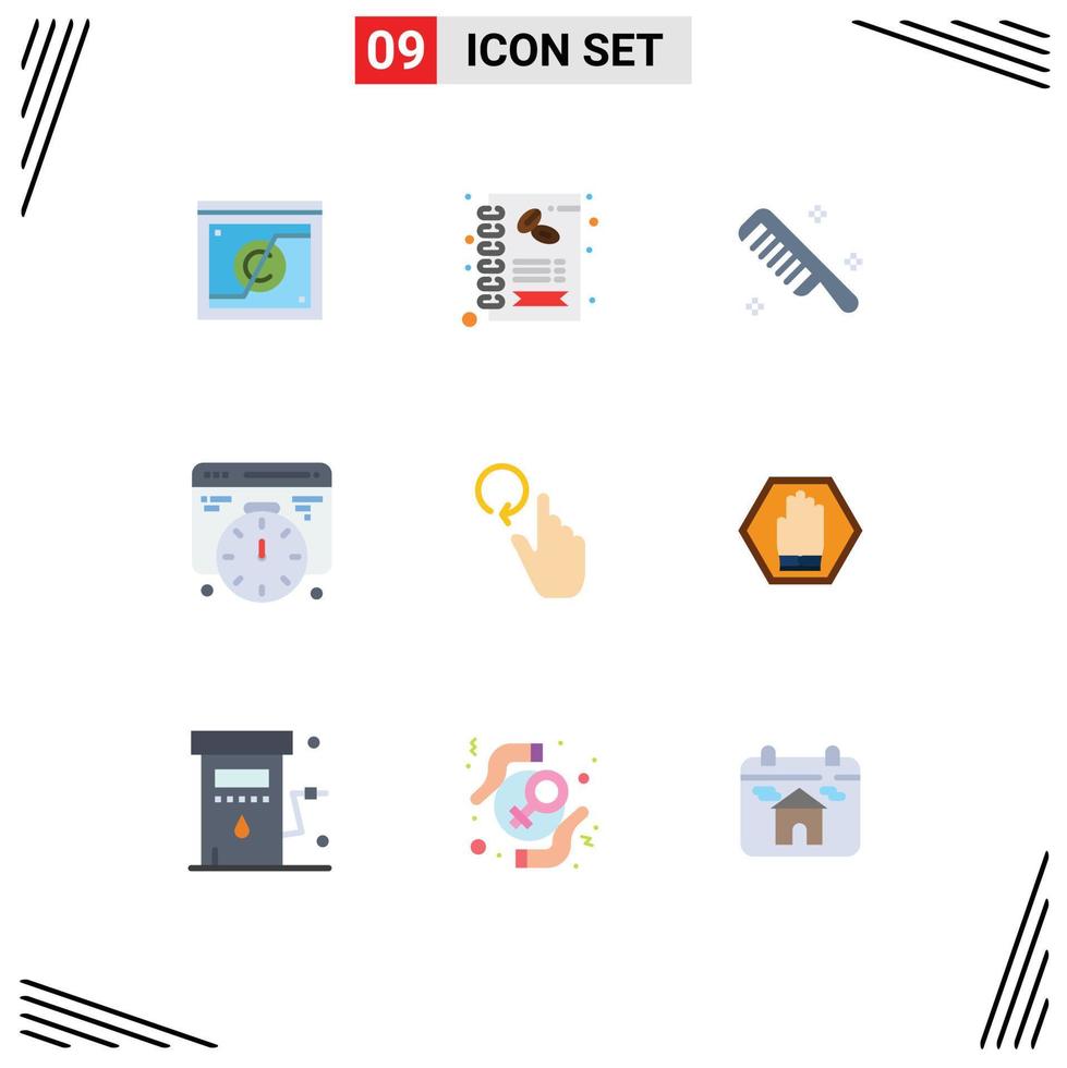 grupo de símbolos de iconos universales de 9 colores planos modernos de elementos de diseño de vectores editables limpios web de tienda de tiempo de dedo