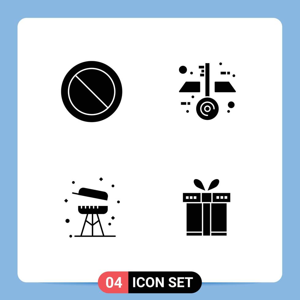 User Interface Pack of 4 Basic Solid Glyphs of ban summer architecture barbecue box Editable Vector Design Elements