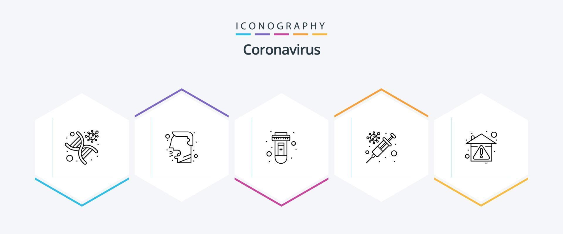 Coronavirus 25 Line icon pack including prevent. home. test. virus. protection vector