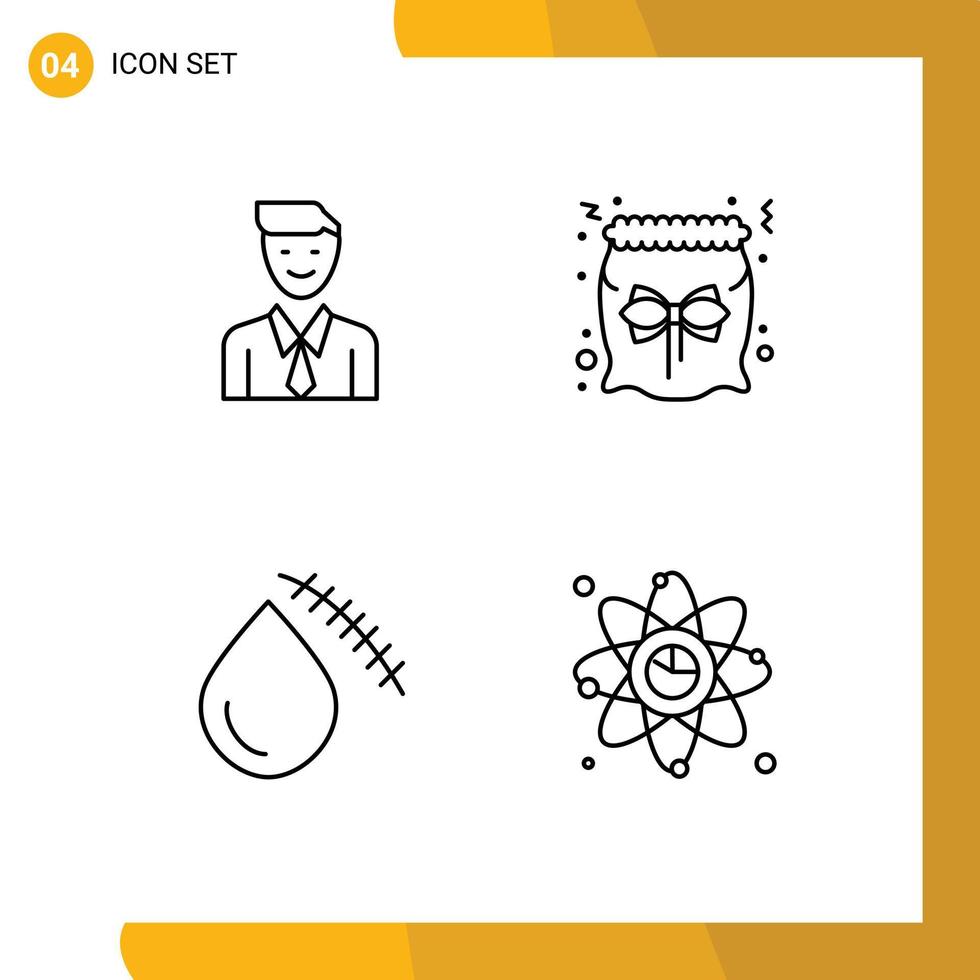 Group of 4 Filledline Flat Colors Signs and Symbols for business bleeding man candy cut Editable Vector Design Elements