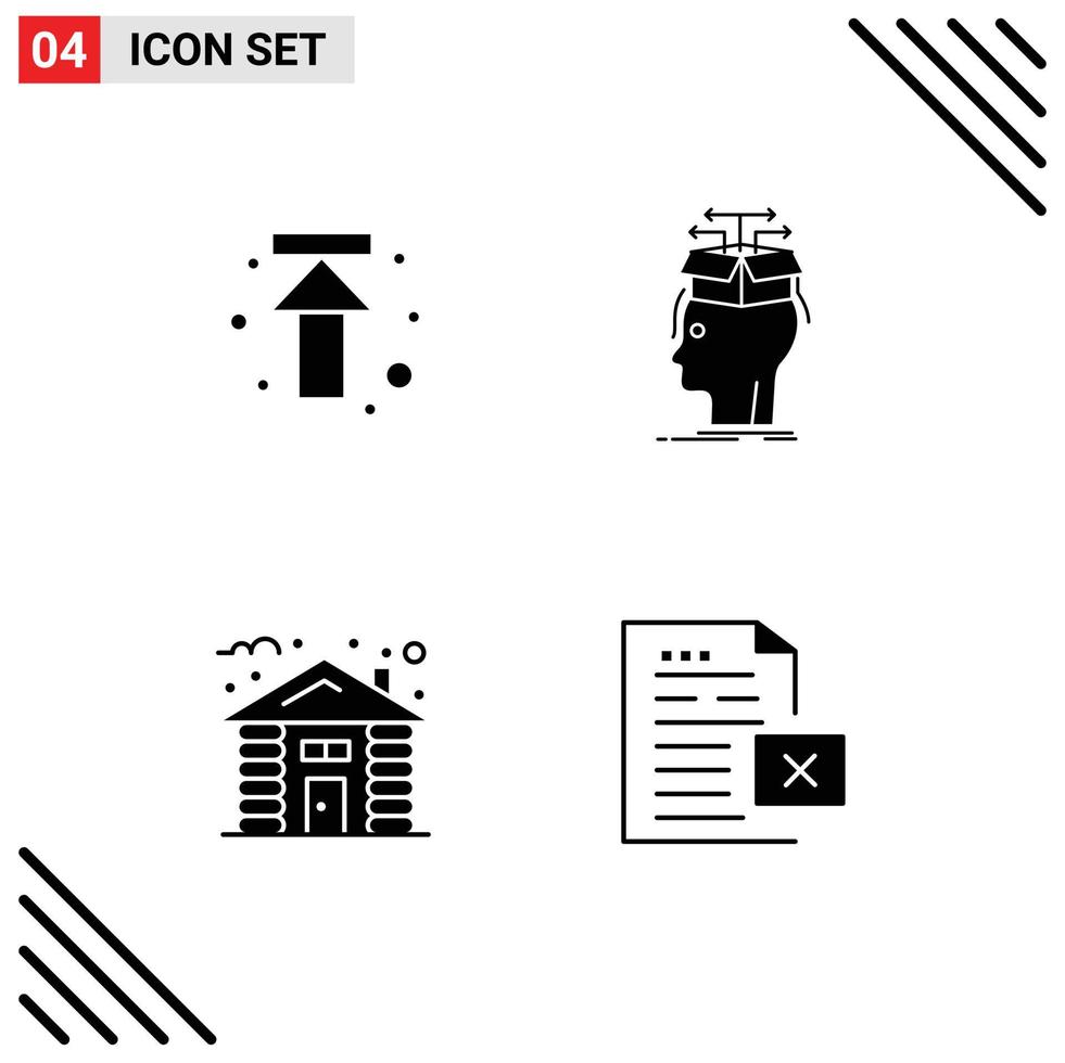 4 Creative Icons Modern Signs and Symbols of arrow forest upload head hut Editable Vector Design Elements