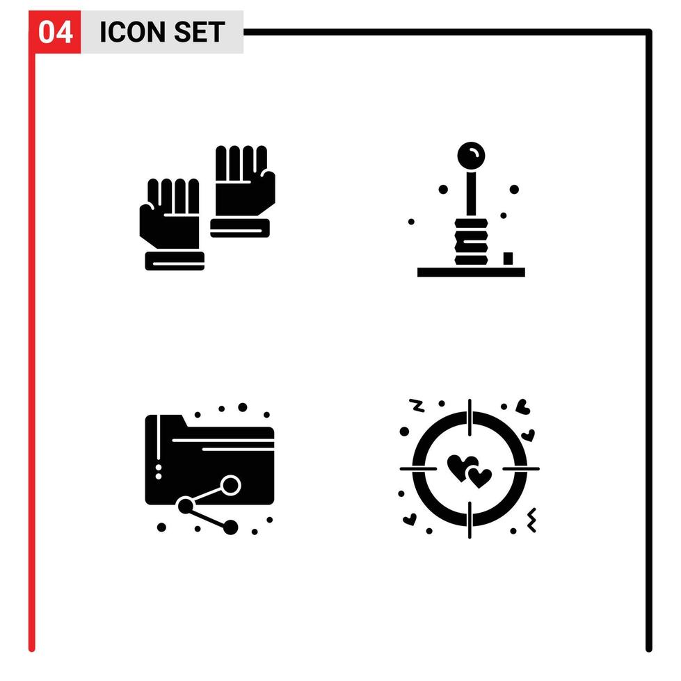 4 Creative Icons Modern Signs and Symbols of glove share sport games documents Editable Vector Design Elements