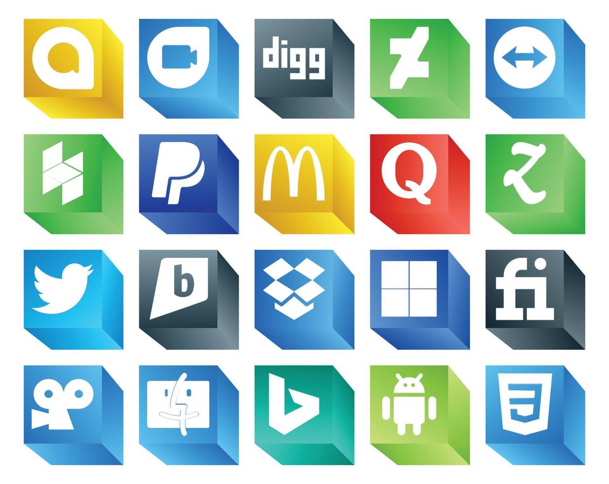 20 Social Media Icon Pack Including viddler delicious quora dropbox tweet vector
