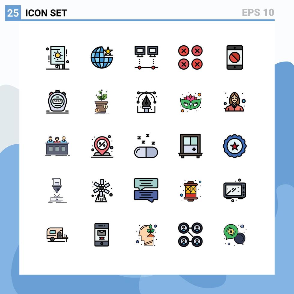 25 User Interface Filled line Flat Color Pack of modern Signs and Symbols of ux layout computers creative pc Editable Vector Design Elements