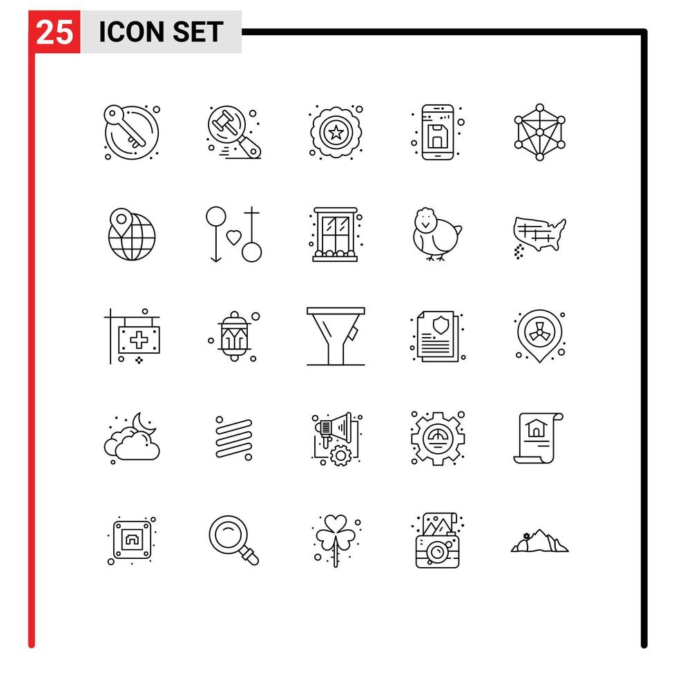 25 Universal Line Signs Symbols of language up premium storage document Editable Vector Design Elements