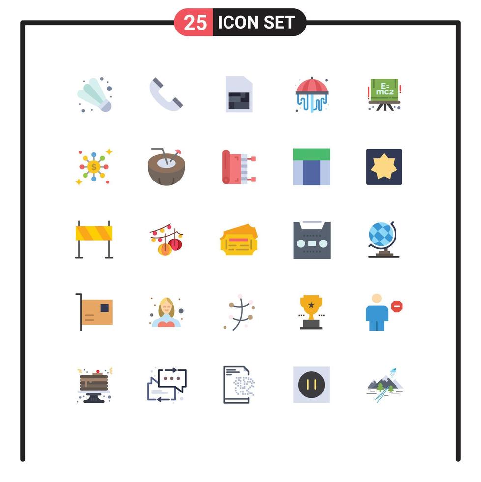 Modern Set of 25 Flat Colors Pictograph of network dollar sim card science chemistry Editable Vector Design Elements