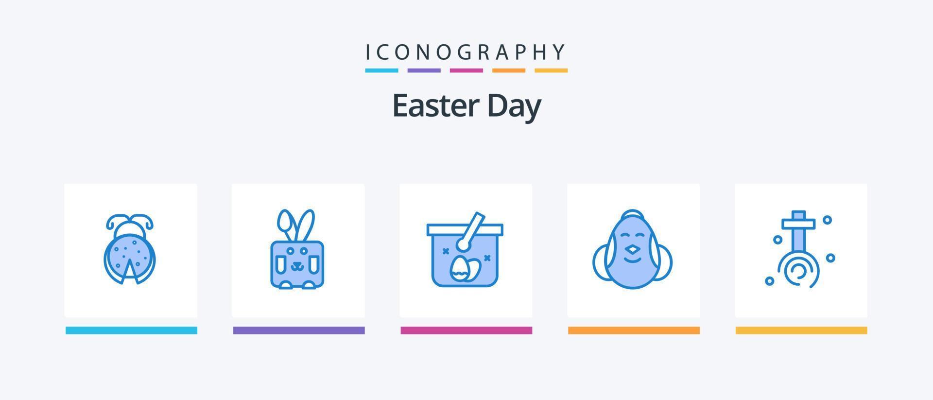 paquete de iconos de Pascua azul 5 que incluye celebración. bebé. cesta. Pascua de Resurrección. huevo. diseño de iconos creativos vector