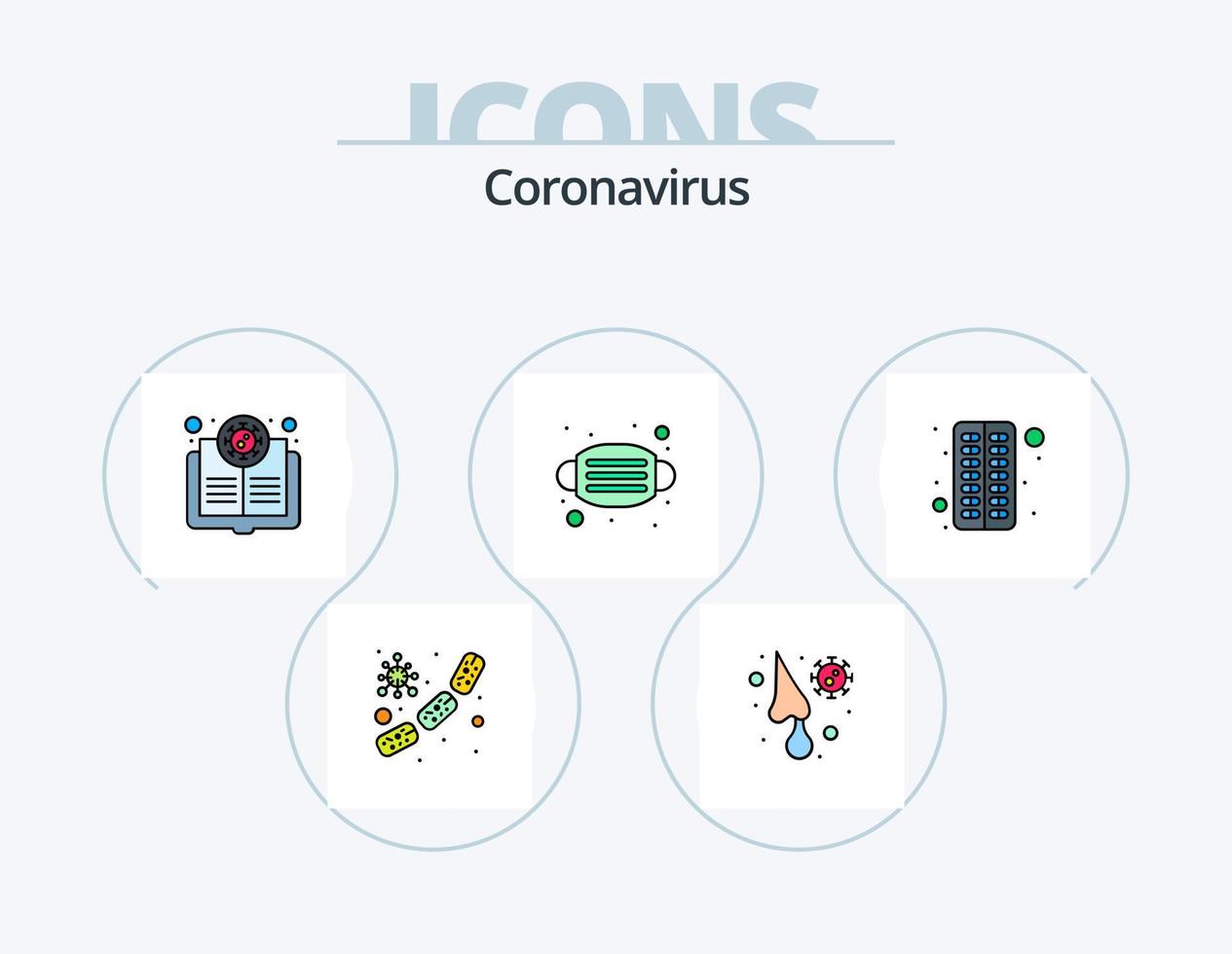 Coronavirus Line Filled Icon Pack 5 Icon Design. bronchitis. view. allergy. search. nose vector