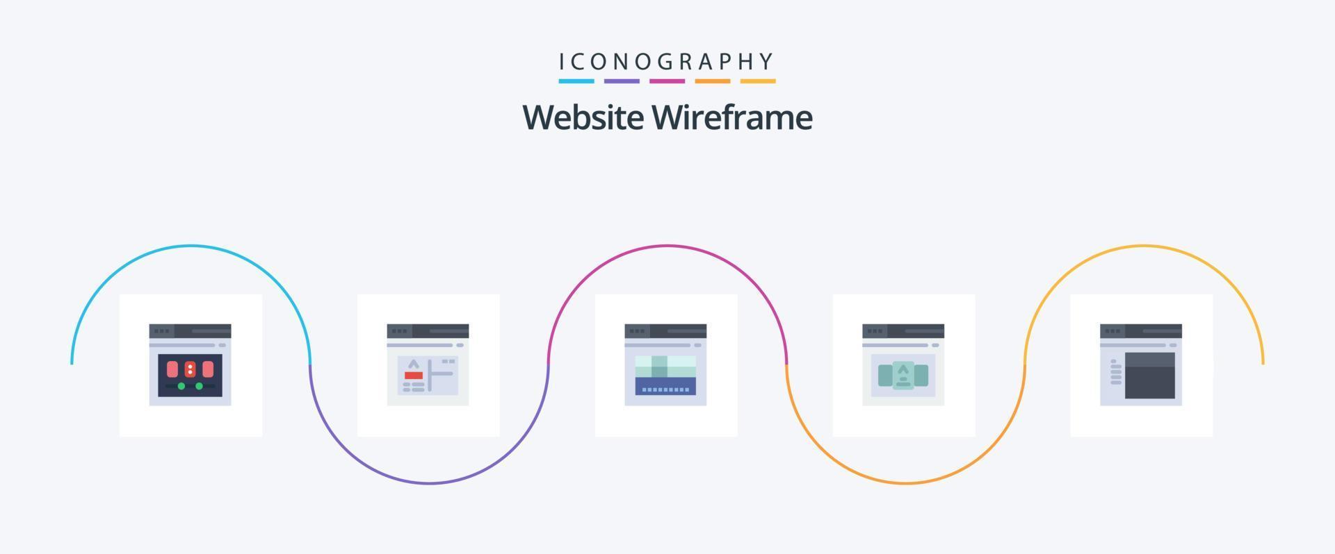 Website Wireframe Flat 5 Icon Pack Including internet. control. web. code. website vector