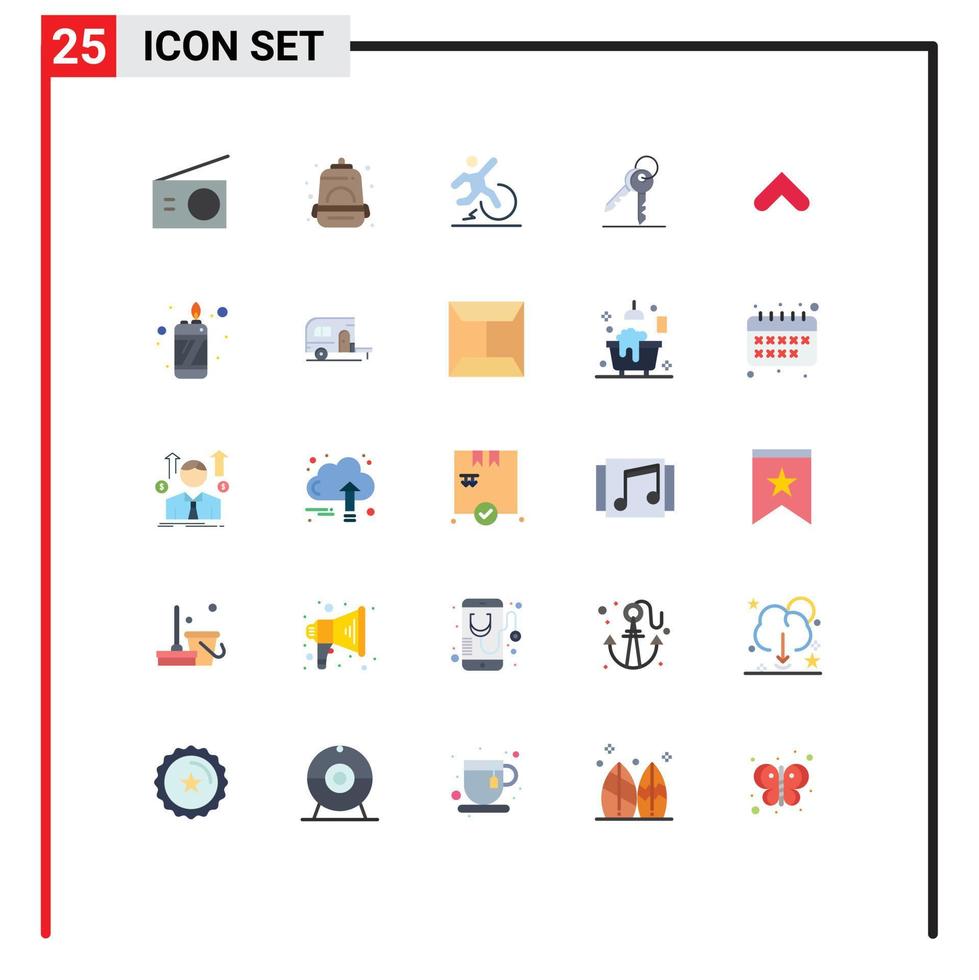 Flat Color Pack of 25 Universal Symbols of arrow security business keys leave Editable Vector Design Elements