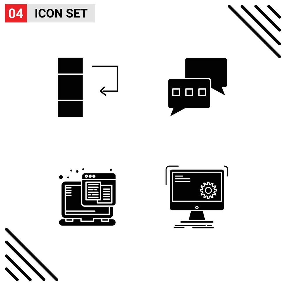 Group of 4 Modern Solid Glyphs Set for column web chatting technology computer Editable Vector Design Elements
