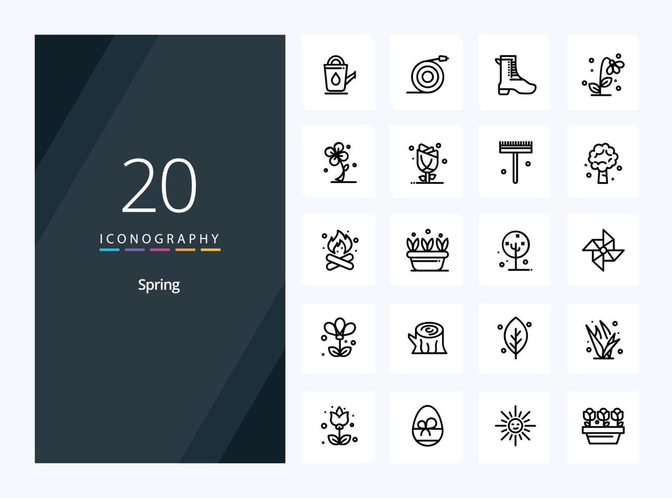 20 Spring Outline icon for presentation vector