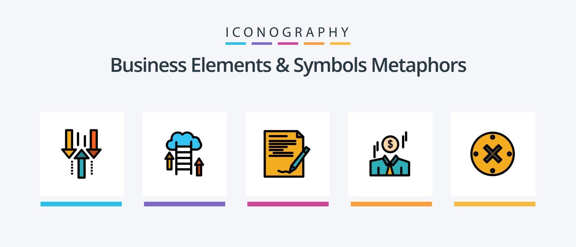 Business Elements And Symbols Metaphors Line Filled 5 Icon Pack Including paper. prize. cup. sucess. diamound. Creative Icons Design vector