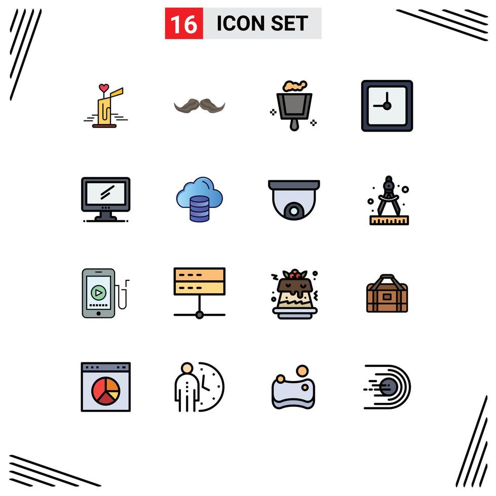 Set of 16 Modern UI Icons Symbols Signs for device computer men time clock Editable Creative Vector Design Elements