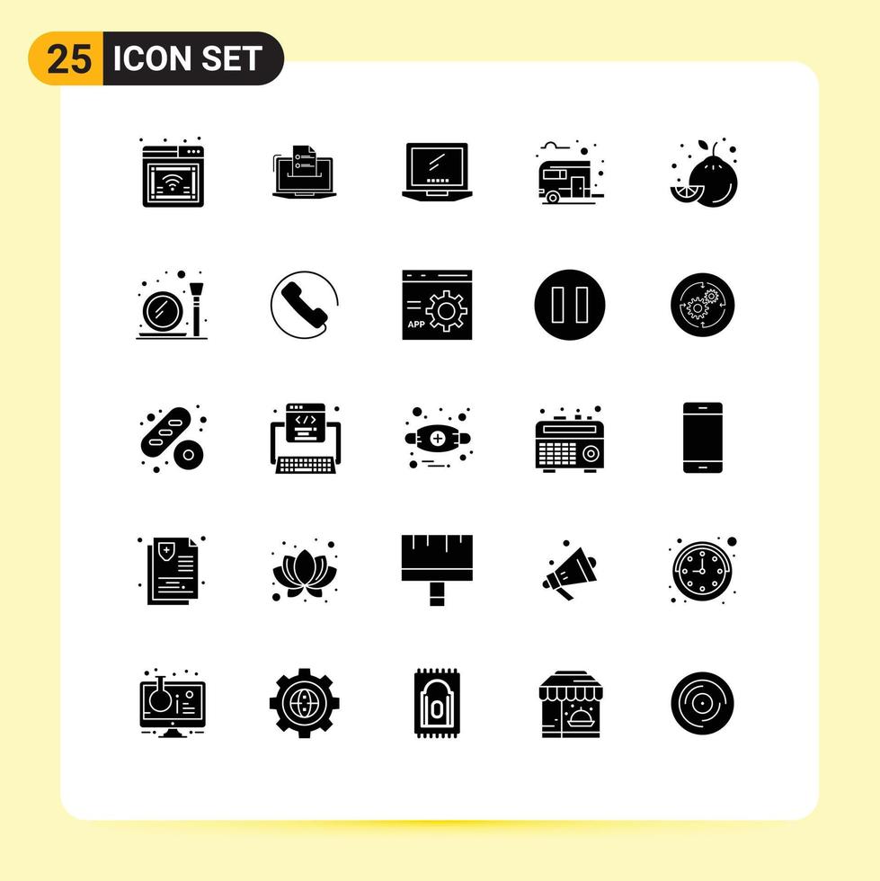 Set of 25 Modern UI Icons Symbols Signs for bus way laptop resume imac monitor Editable Vector Design Elements