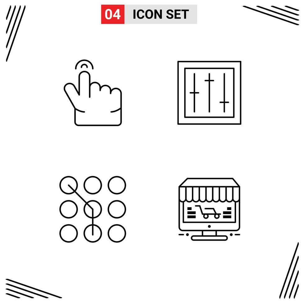conjunto de 4 iconos de interfaz de usuario modernos signos de símbolos para dispositivos de código doble contraseña de mezclador elementos de diseño vectorial editables vector