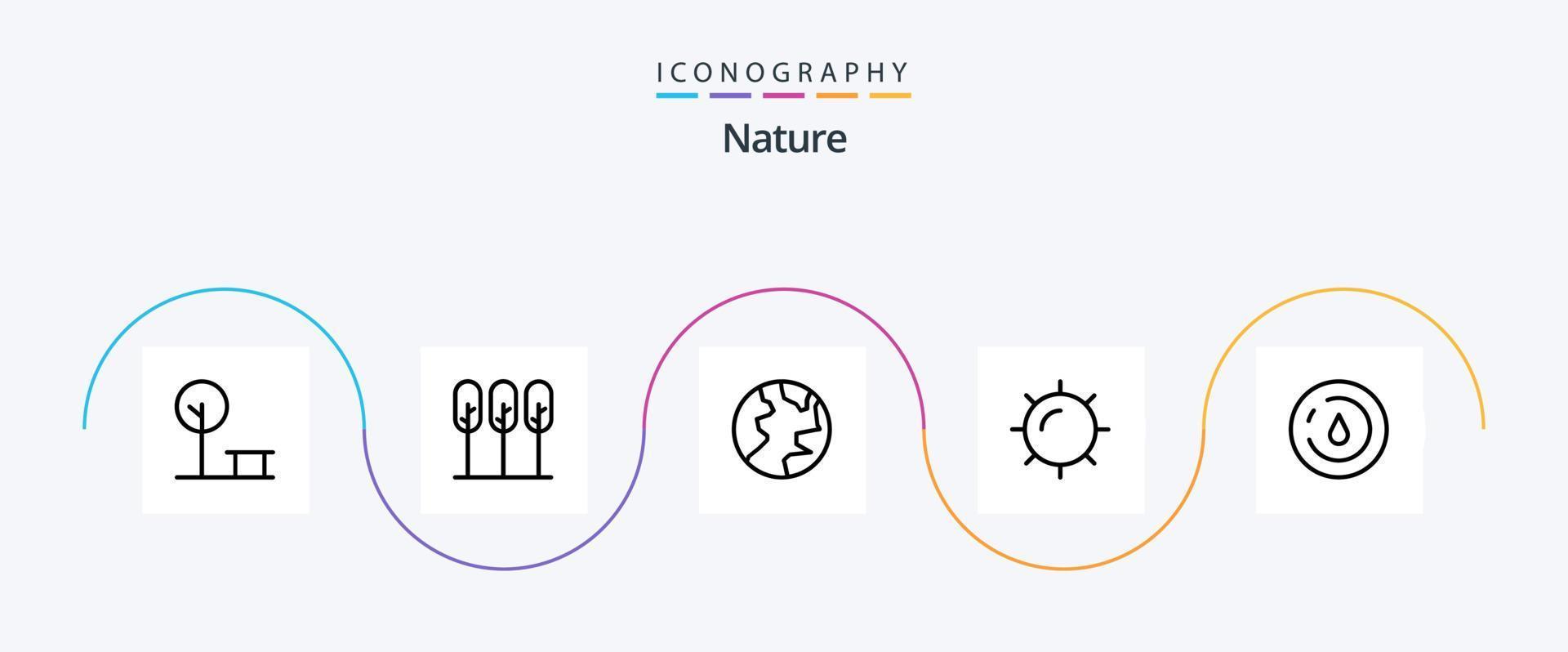 paquete de iconos de la línea natural 5 que incluye . poder. globo. naturaleza. clima vector