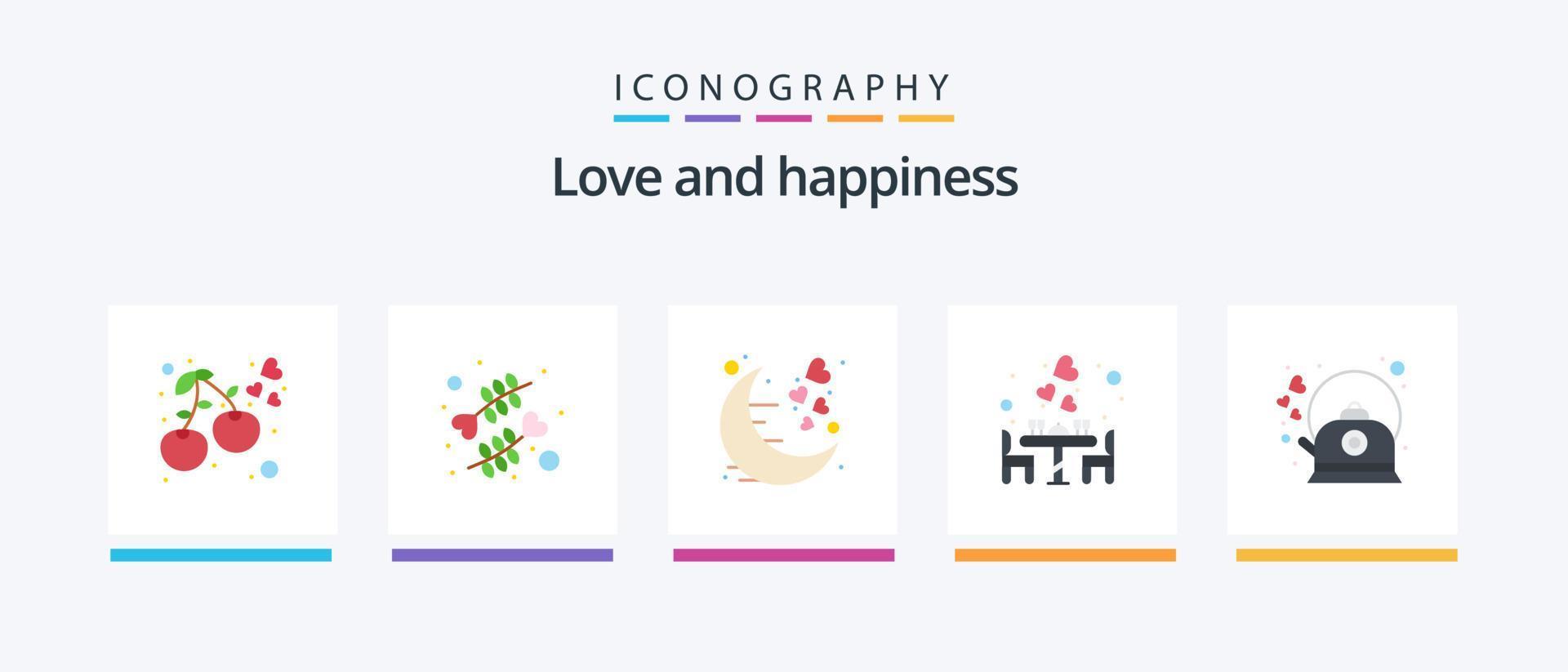 Love Flat 5 Icon Pack Including romantic. dinner. date. date. romantic. Creative Icons Design vector