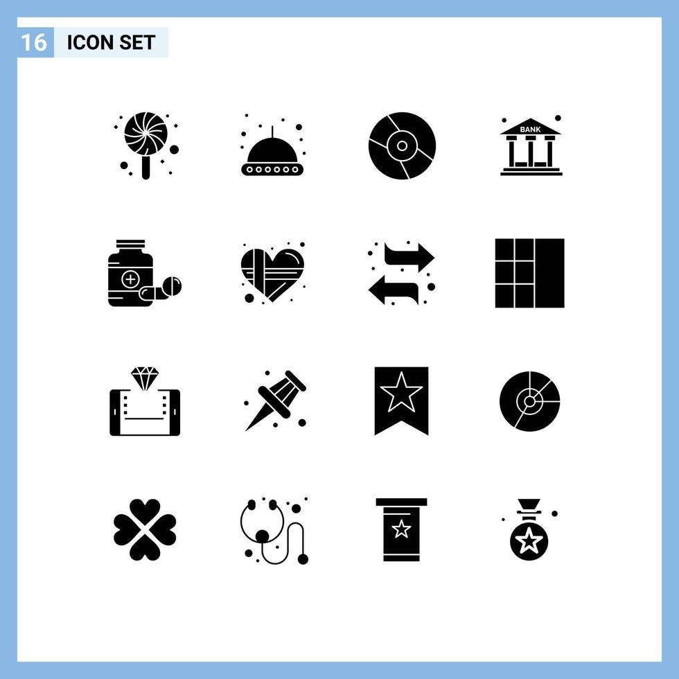 Stock Vector Icon Pack of 16 Line Signs and Symbols for drugs pill disk medicine office Editable Vector Design Elements