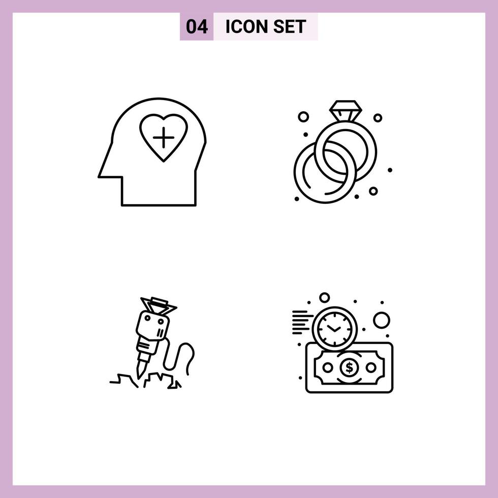 Line Pack of 4 Universal Symbols of emotion repair diamond drill budget estimate Editable Vector Design Elements