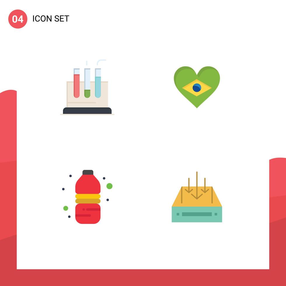 Universal Icon Symbols Group of 4 Modern Flat Icons of tube water medical flag drink Editable Vector Design Elements