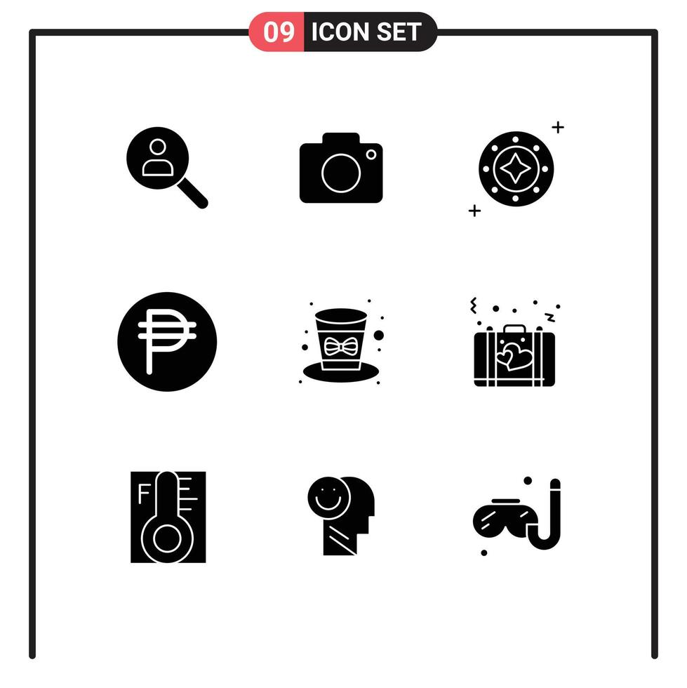 9 Universal Solid Glyphs Set for Web and Mobile Applications forex philippine camera universe space Editable Vector Design Elements