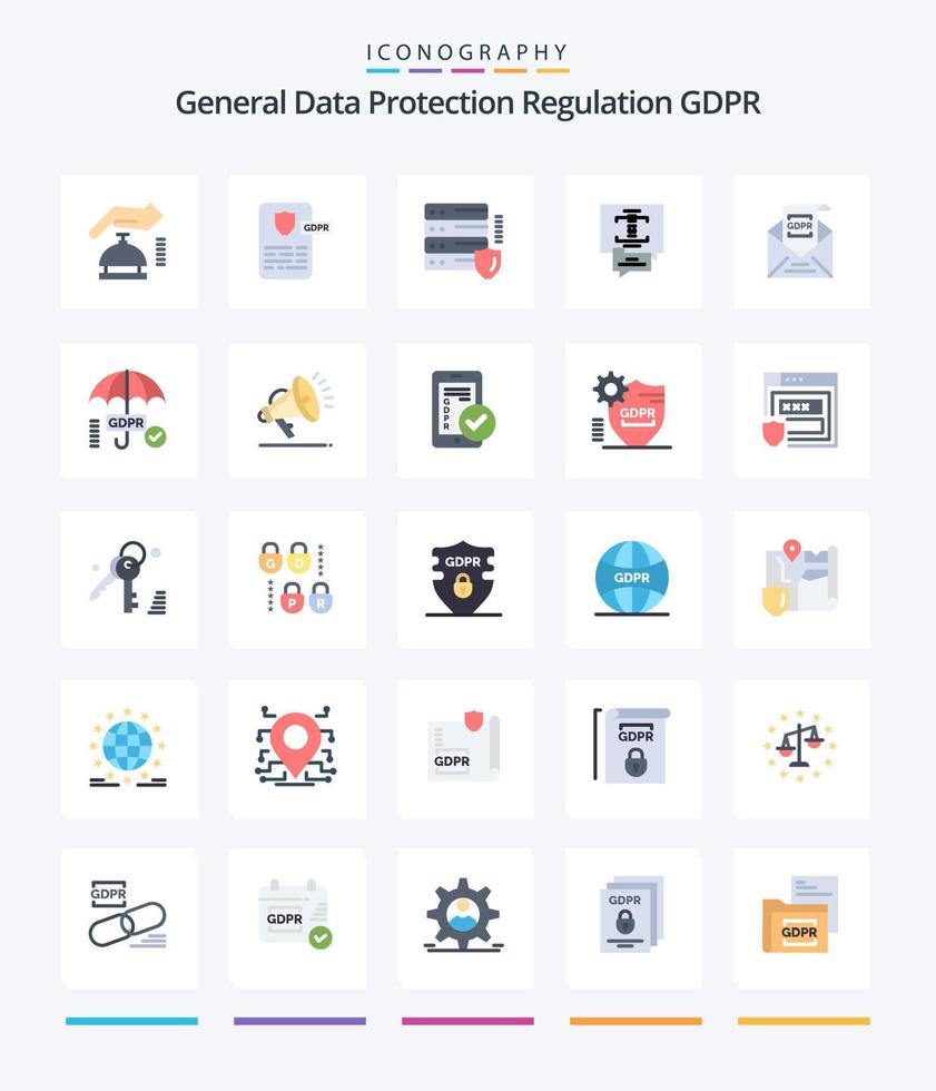 paquete de iconos planos creativos gdpr 25 como europeo. comisión. gdpr. charla de seguridad gdpr vector