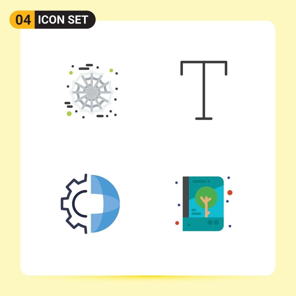 Modern Set of 4 Flat Icons Pictograph of halloween processing family development book Editable Vector Design Elements
