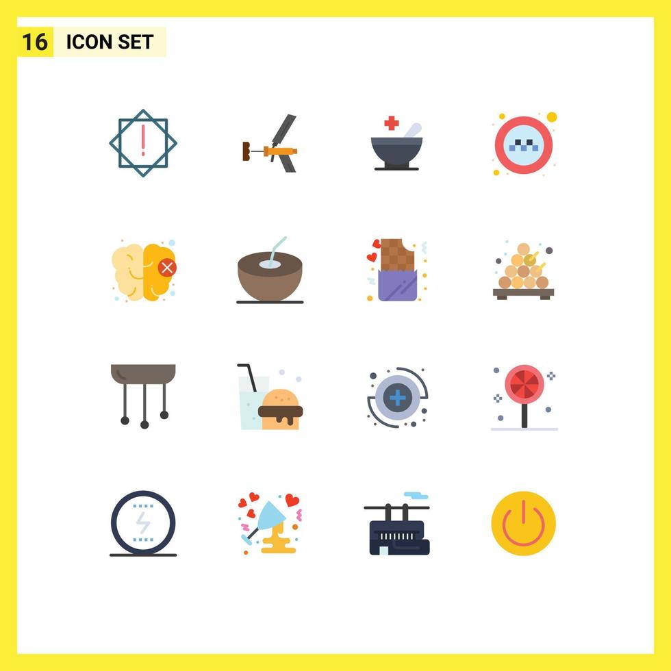 16 Flat Color concept for Websites Mobile and Apps brain signs tool service bowl Editable Pack of Creative Vector Design Elements