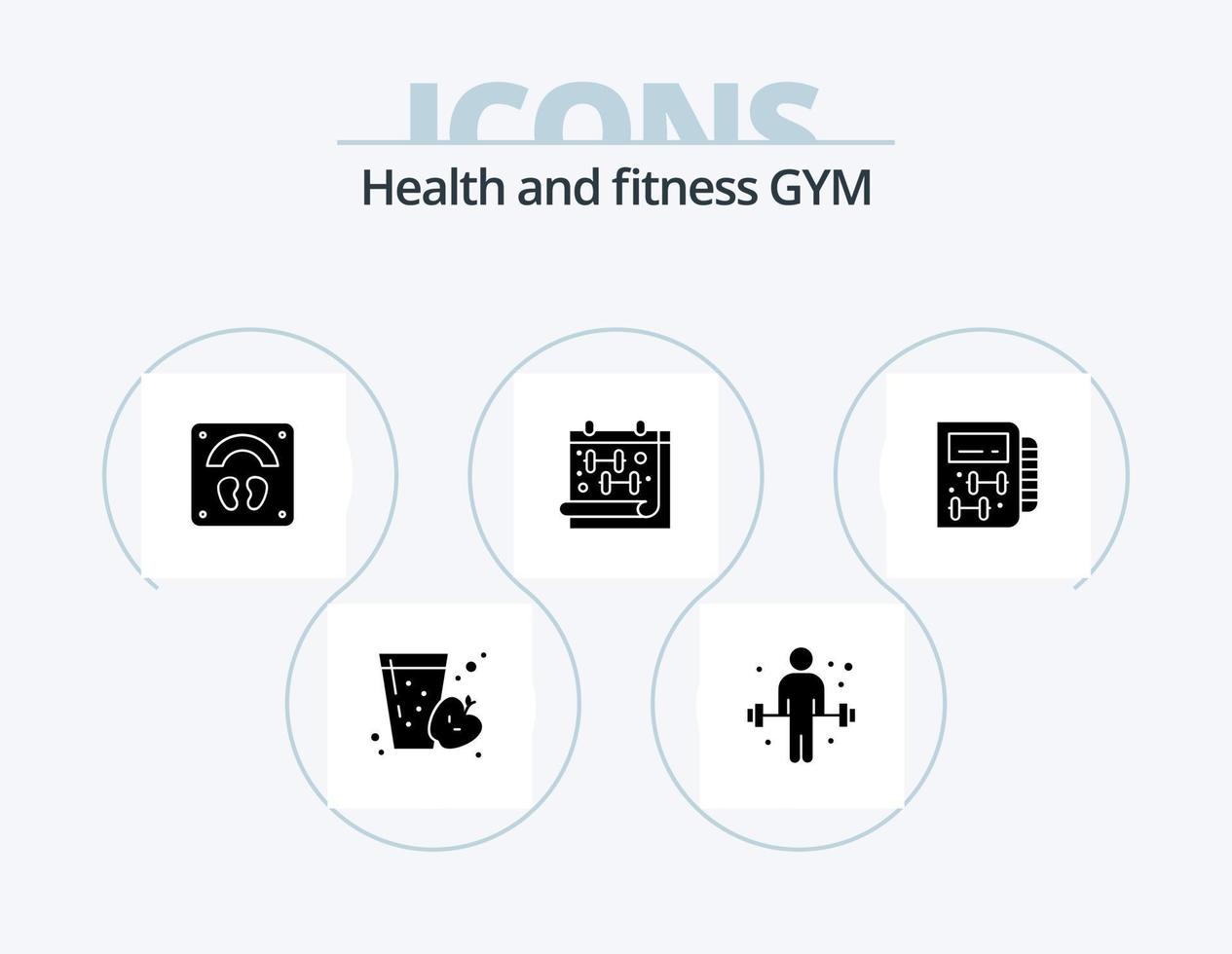 Gym Glyph Icon Pack 5 Icon Design. gym. dumbell. healthcare. gym. calendar vector