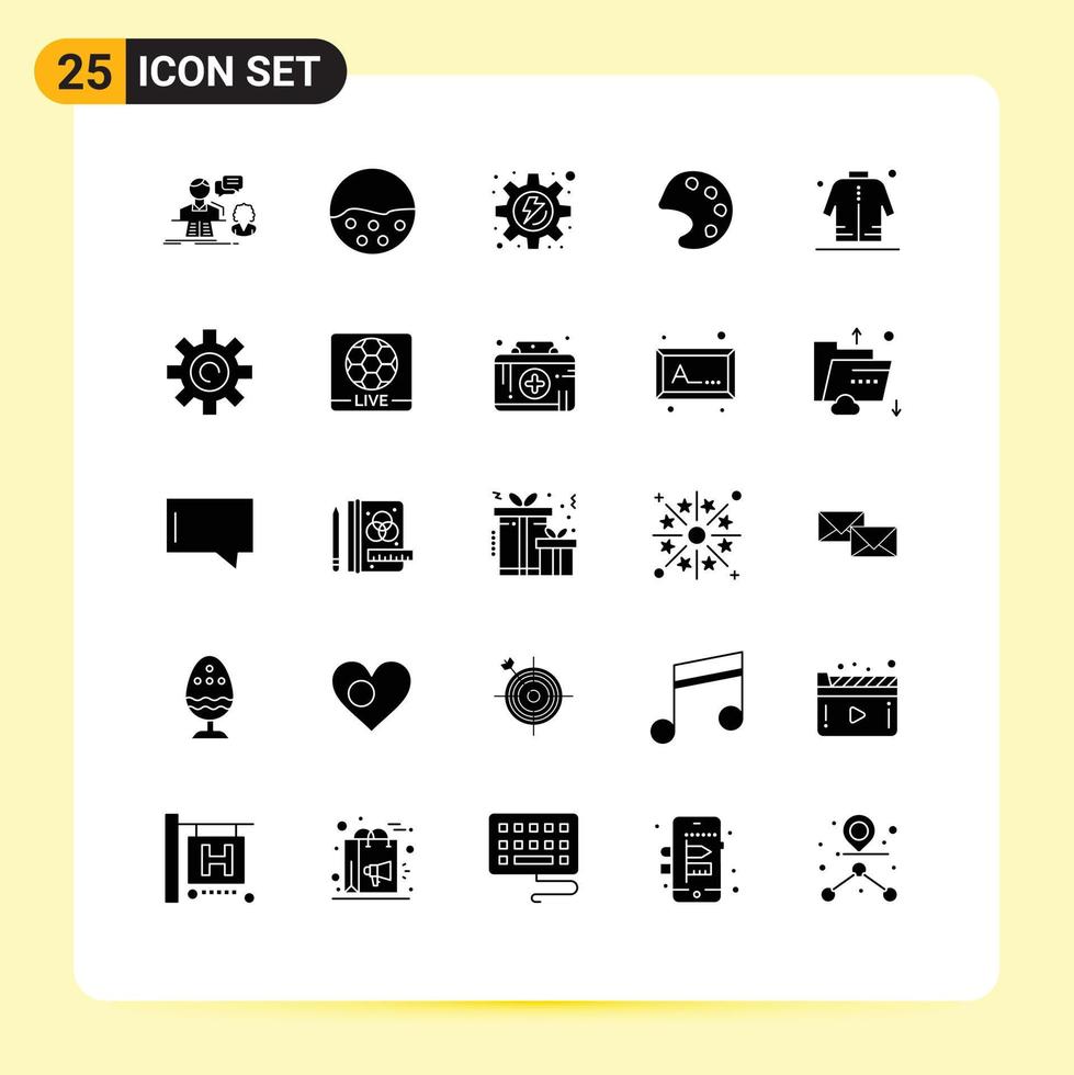 Set of 25 Vector Solid Glyphs on Grid for shirt tools skin palette process Editable Vector Design Elements