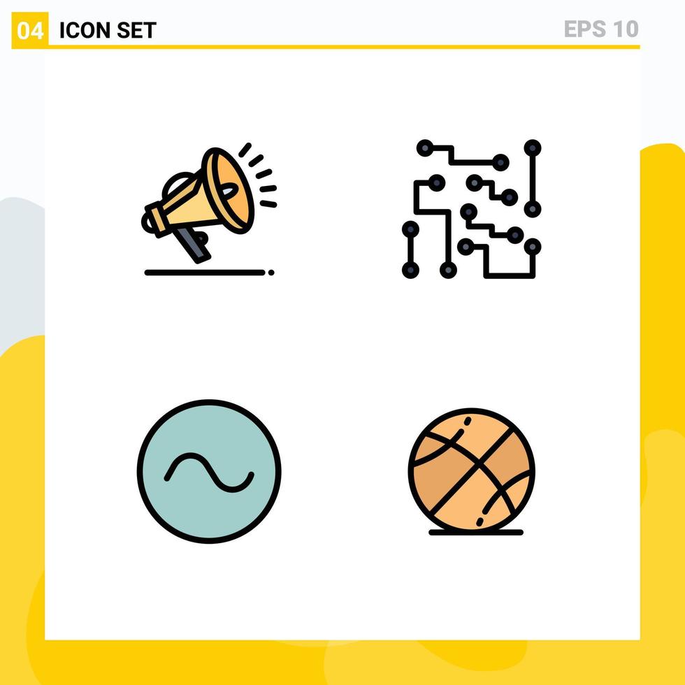 Filledline Flat Color Pack of 4 Universal Symbols of gdpr sound biophysics physical science basketball Editable Vector Design Elements