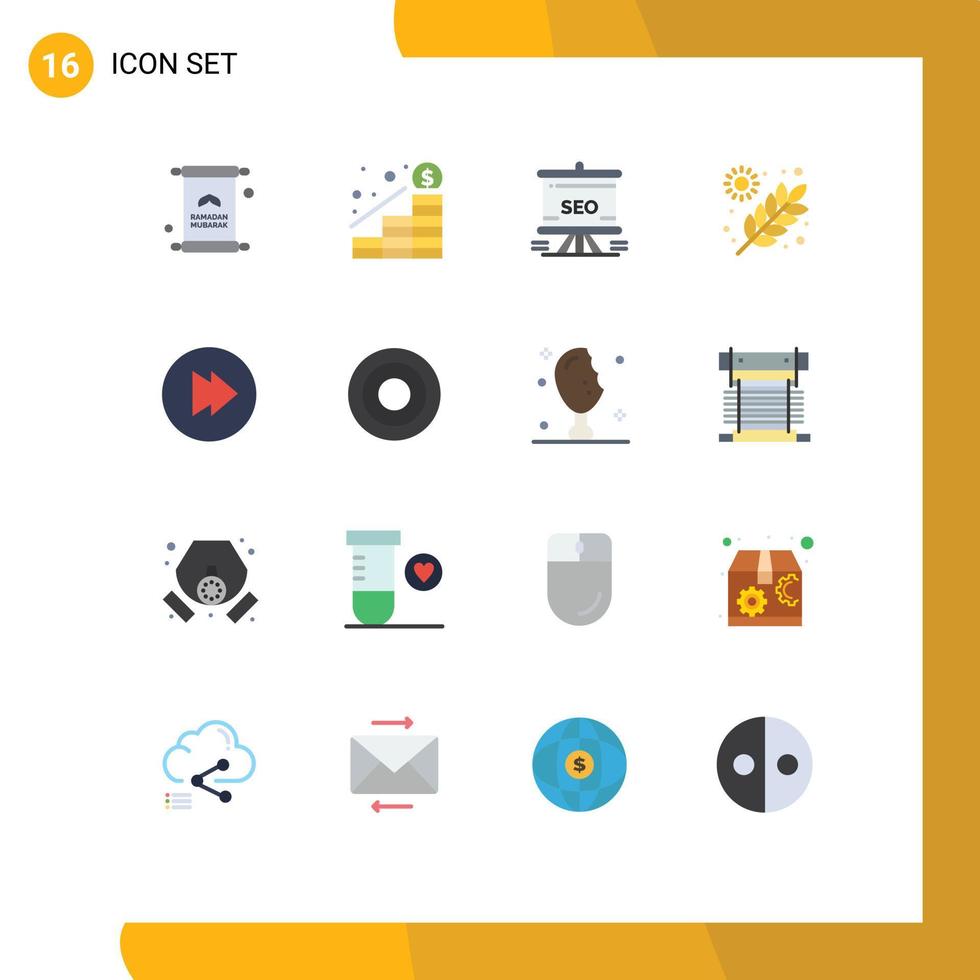 Group of 16 Modern Flat Colors Set for grains farming money agriculture analytics Editable Pack of Creative Vector Design Elements