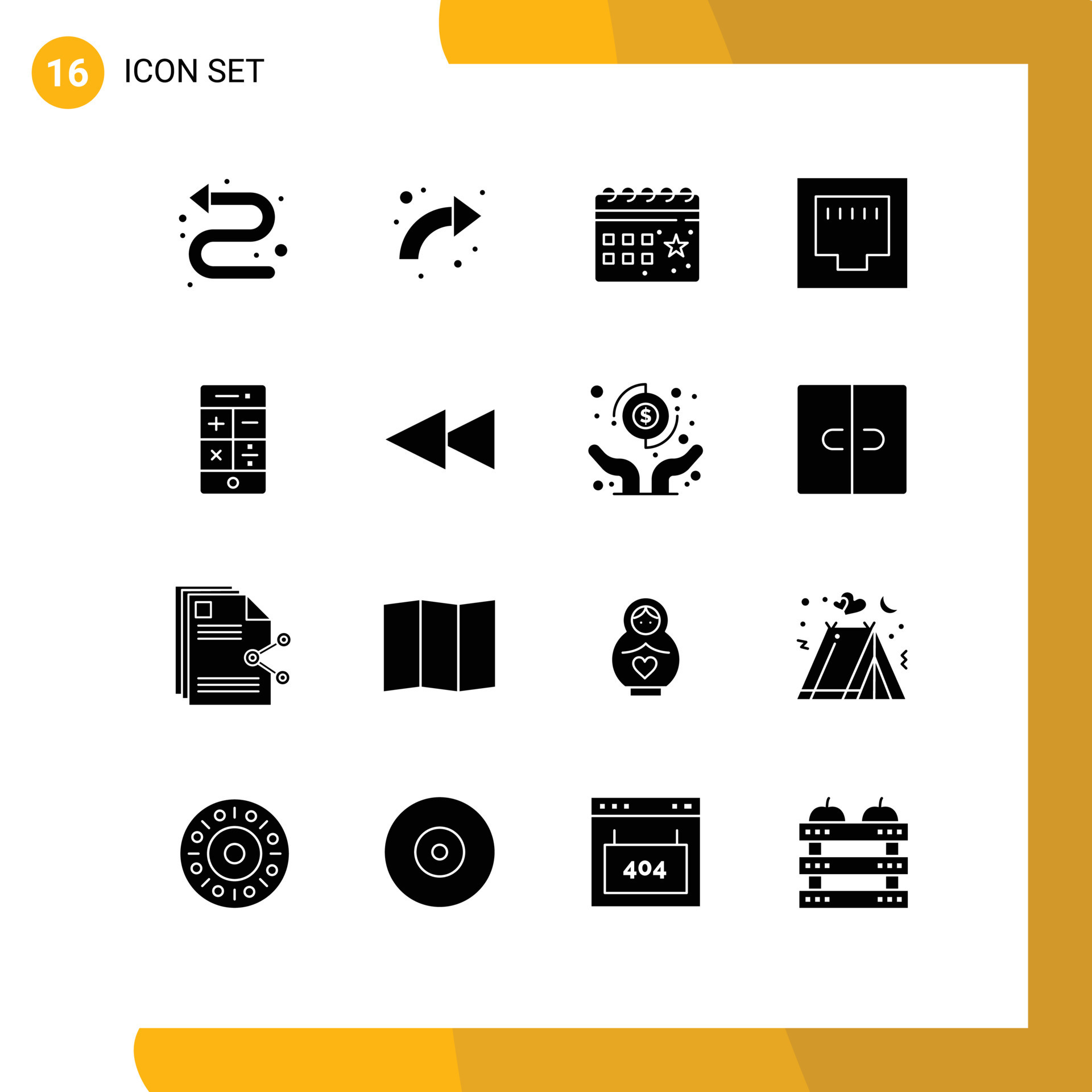 User Interface Pack of 16 Basic Solid Glyphs of calculator up cable night Editable