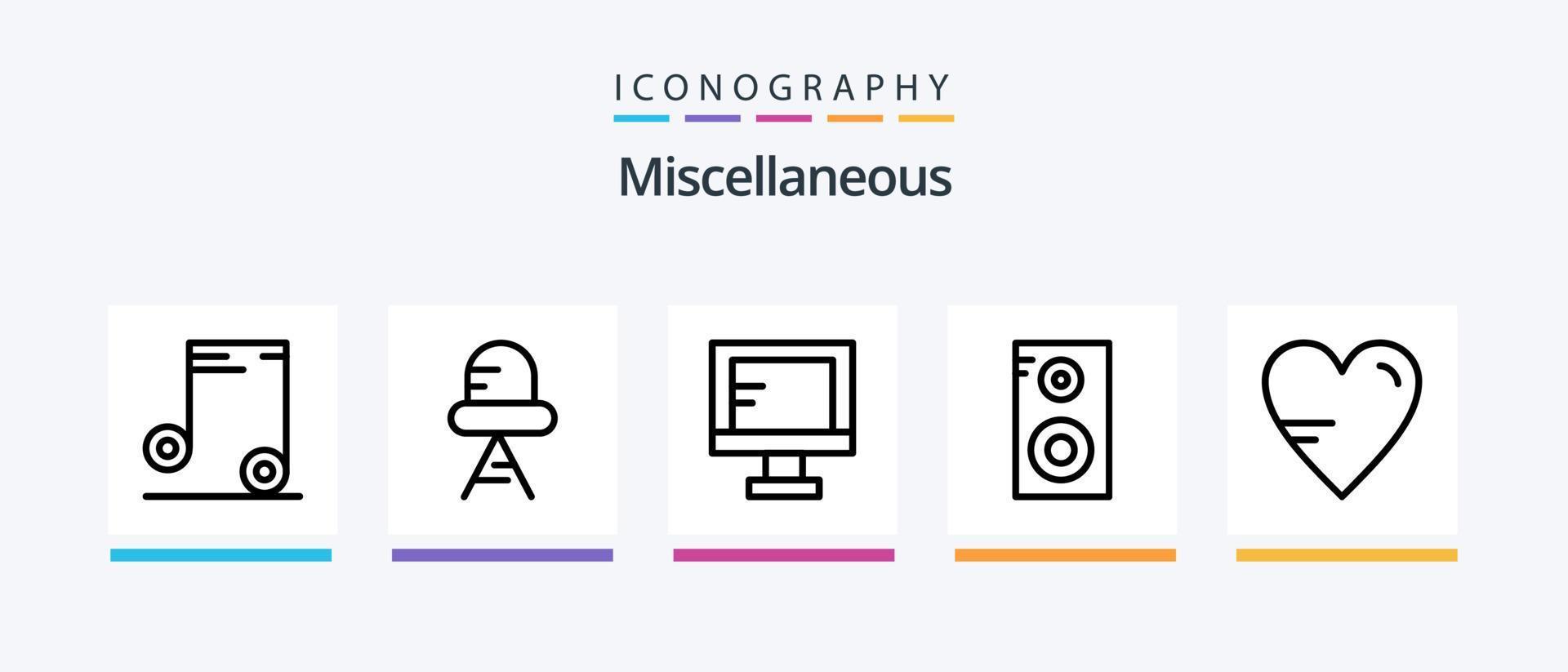 Miscellaneous Line 5 Icon Pack Including . music class. audio. study. hungry. Creative Icons Design vector