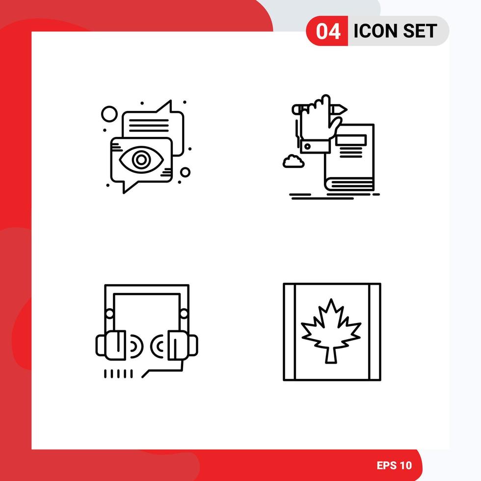 Set of 4 Modern UI Icons Symbols Signs for bubble growth eye knowledge optimization Editable Vector Design Elements