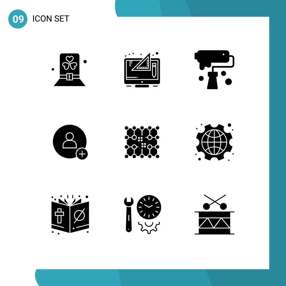 Set of 9 Modern UI Icons Symbols Signs for twitter add graphic design creative Editable Vector Design Elements