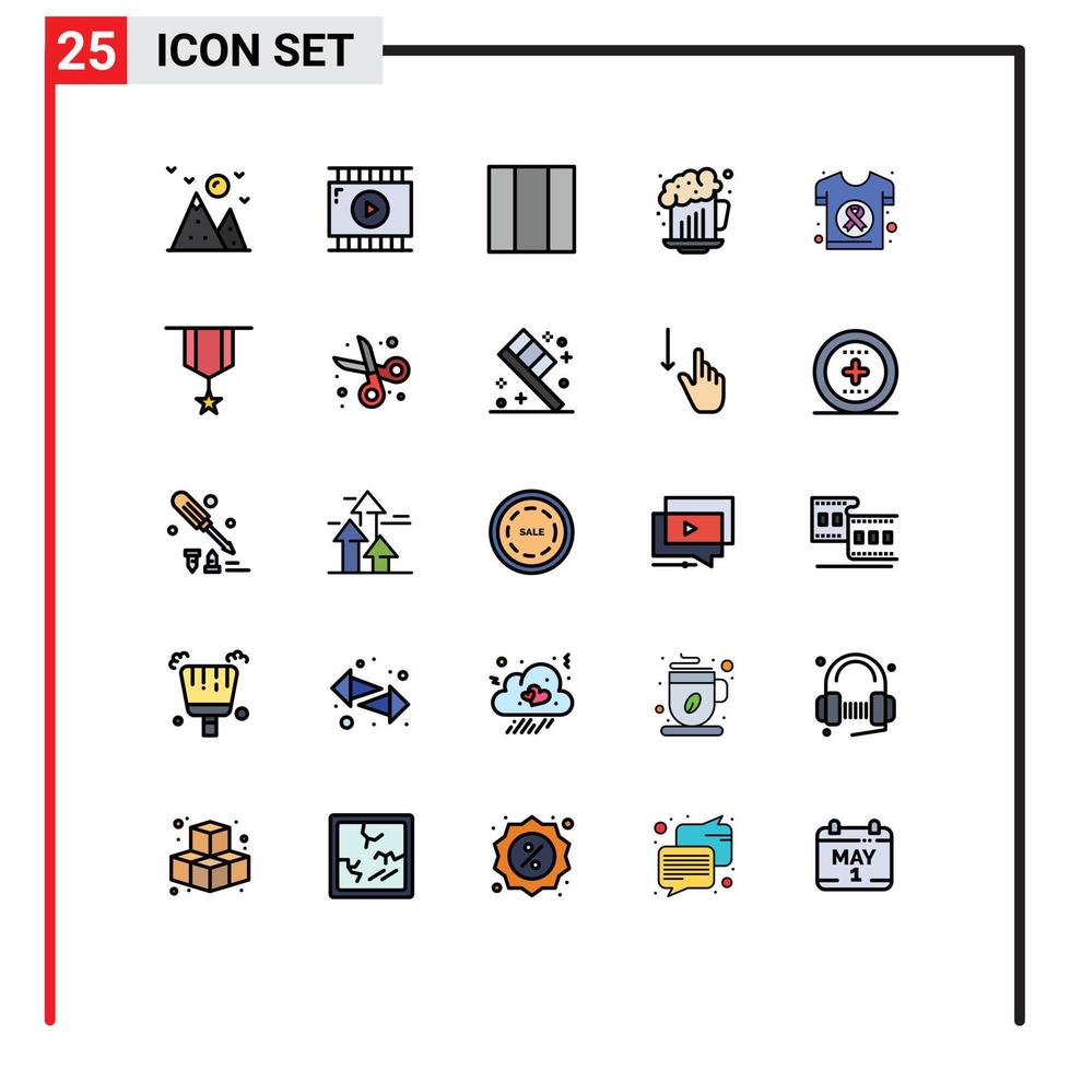 conjunto de 25 iconos de interfaz de usuario modernos símbolos signos para la cuadrícula de cáncer de salud elementos de diseño de vectores editables de cumpleaños mundial