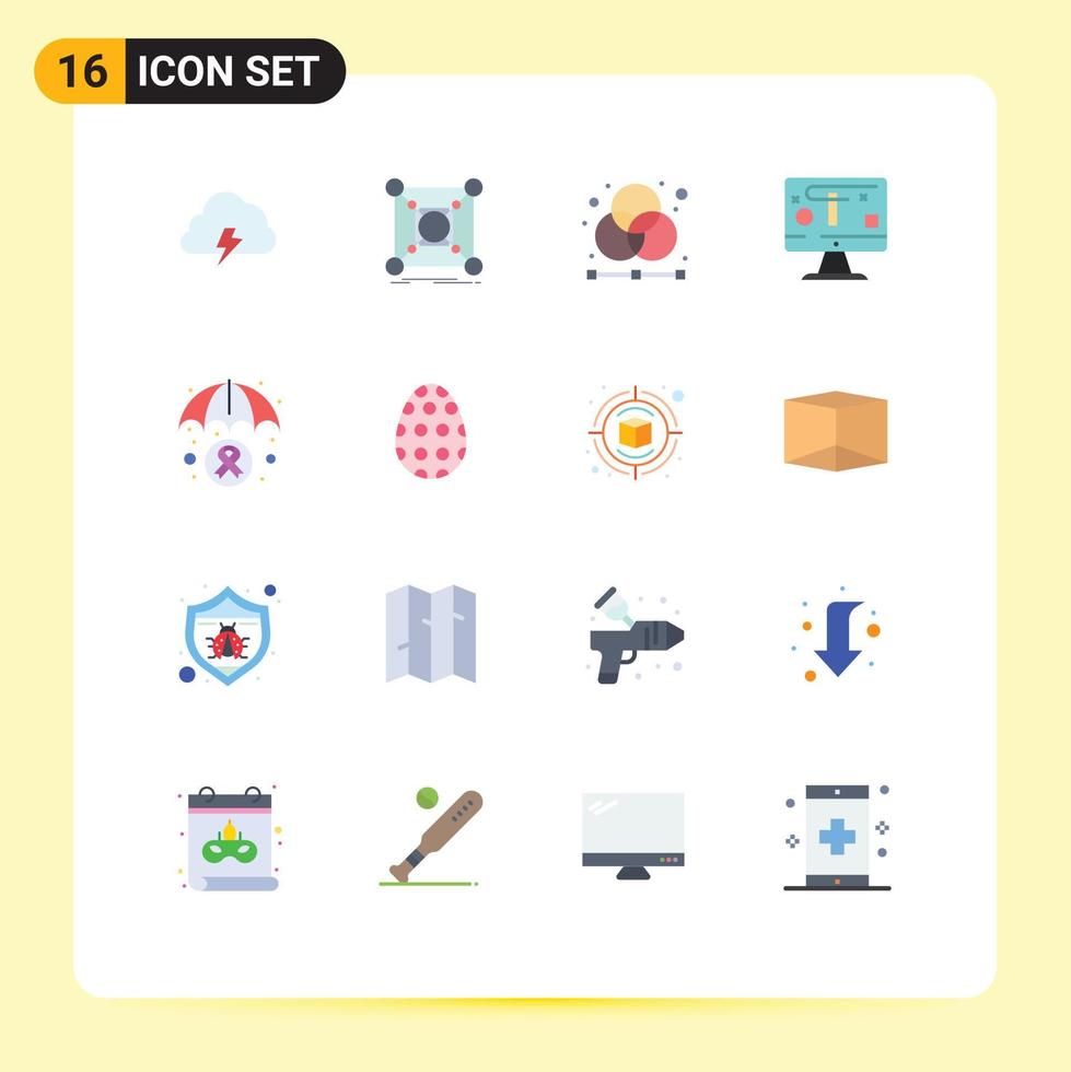 Set of 16 Modern UI Icons Symbols Signs for display computer data grid designer Editable Pack of Creative Vector Design Elements