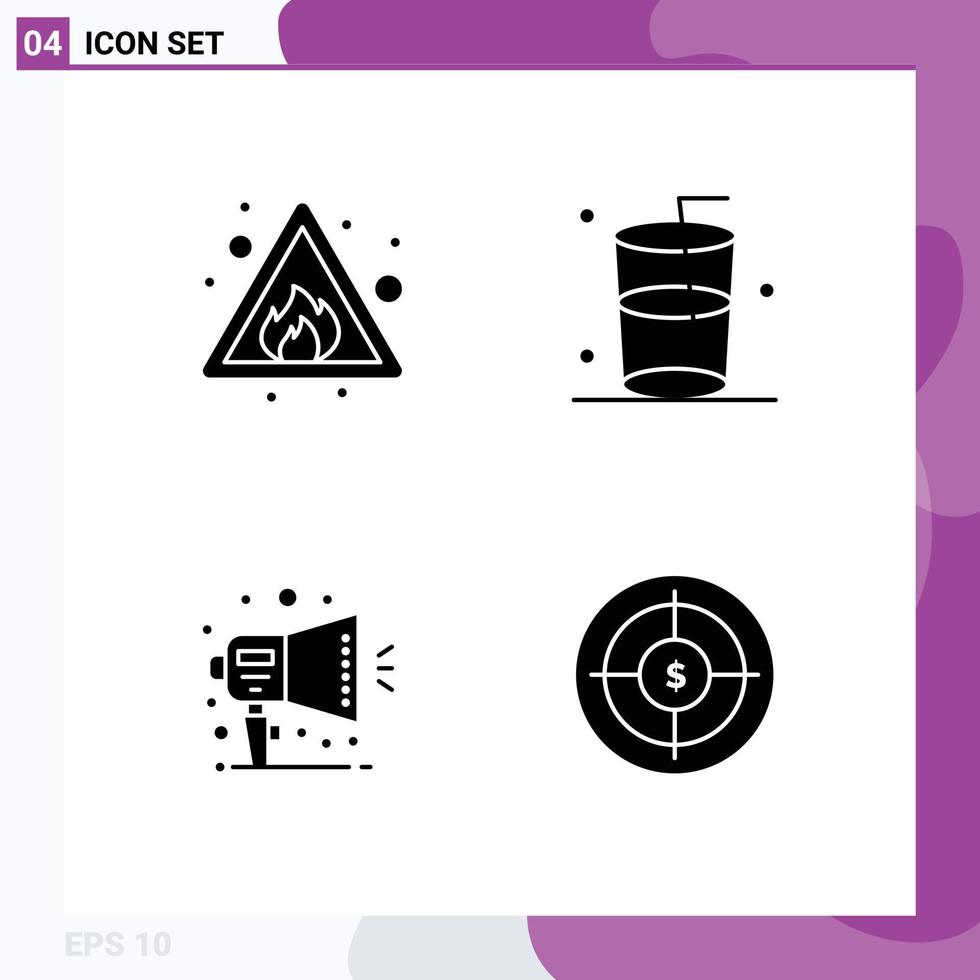 Modern Set of Solid Glyphs Pictograph of alert promotion sign water audience Editable Vector Design Elements