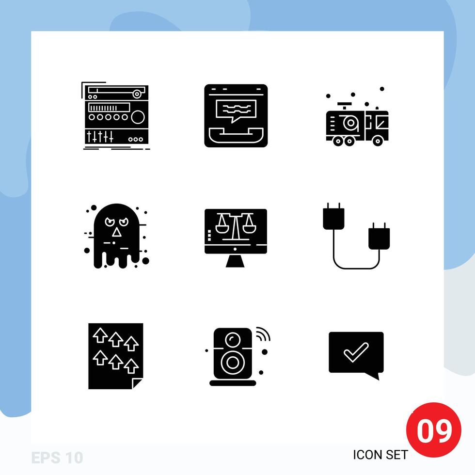 Universal Icon Symbols Group of 9 Modern Solid Glyphs of ghost avatar contact fireman fire Editable Vector Design Elements