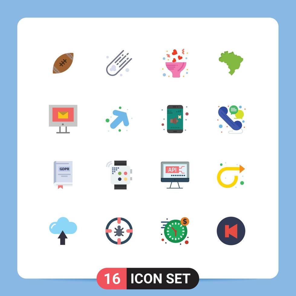 16 iconos creativos signos y símbolos modernos de chat computer bouquet country brasil paquete editable de elementos creativos de diseño de vectores