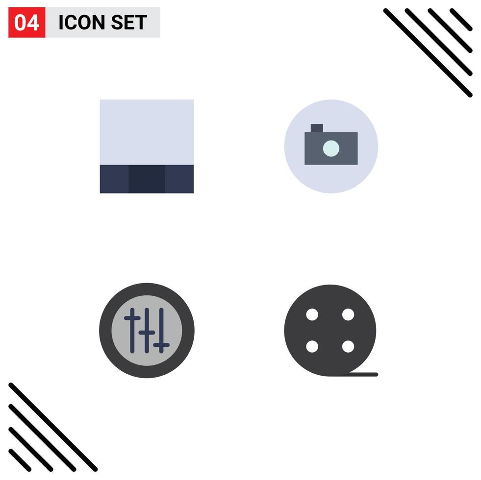 Modern Set of 4 Flat Icons Pictograph of grid battery media options electric Editable Vector Design Elements