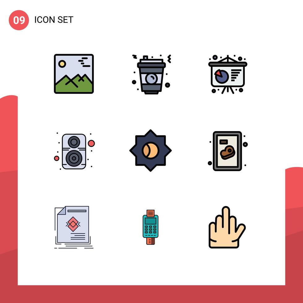 Universal Icon Symbols Group of 9 Modern Filledline Flat Colors of ui basic business presentation speaker hardware Editable Vector Design Elements