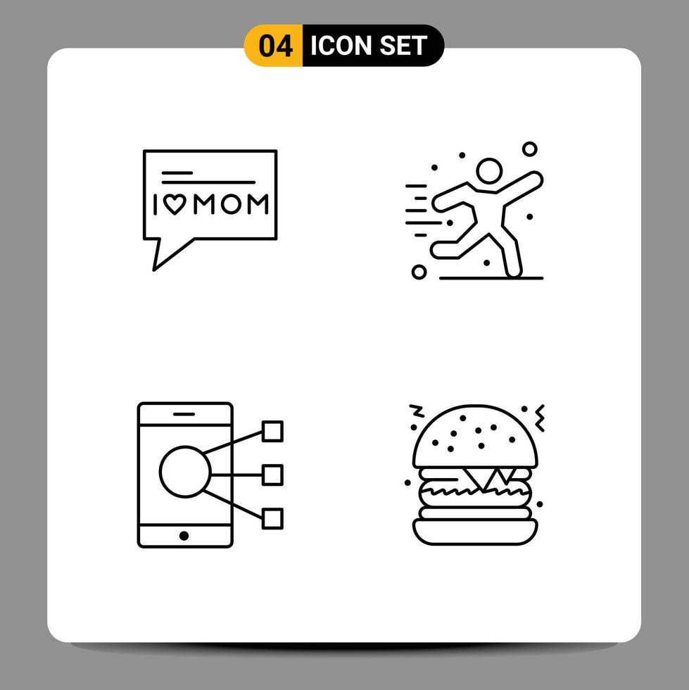 Line Pack of 4 Universal Symbols of message mobile hobbies football share Editable Vector Design Elements