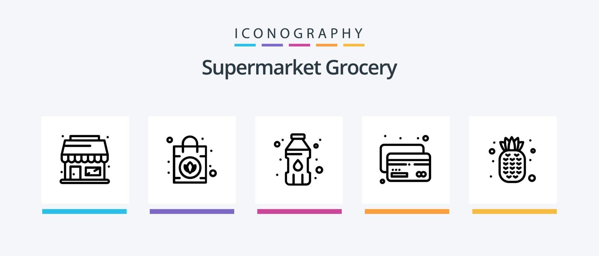 Grocery Line 5 Icon Pack Including . board. vegetable. signage. open. Creative Icons Design vector