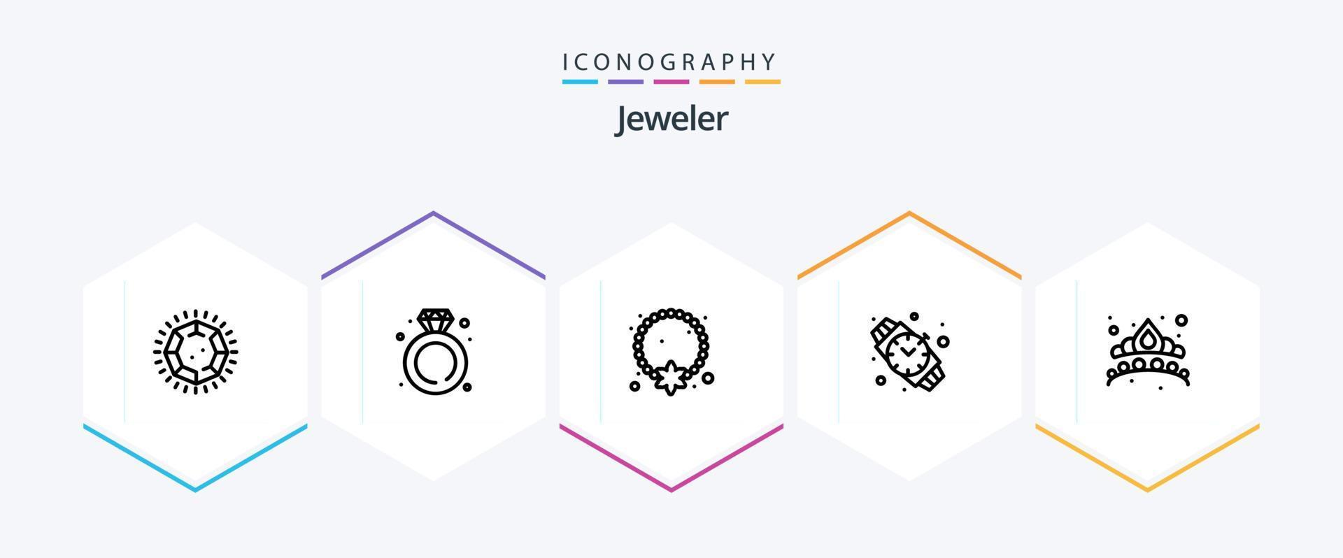 Jewellery 25 Line icon pack including fashion. jewelry. jewelry. watch. pendant vector