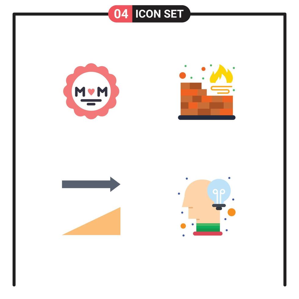 Editable Vector Line Pack of 4 Simple Flat Icons of medal sorting mom protection creative Editable Vector Design Elements
