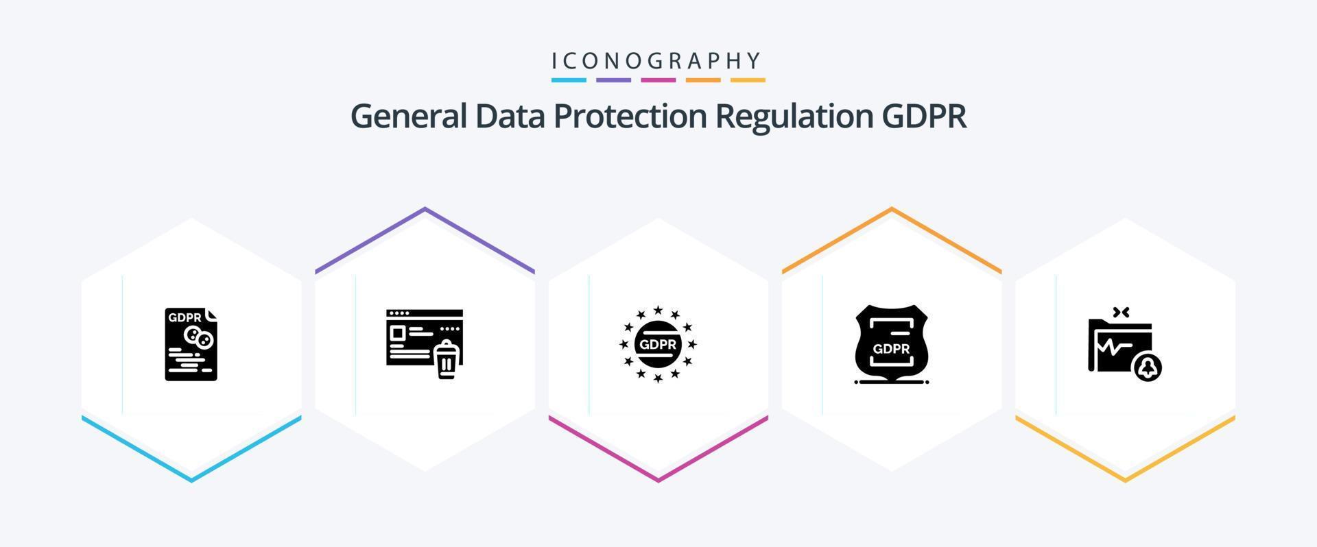 Gdpr 25 Glyph icon pack including data privacy . protection. folder . privacy . gdpr vector