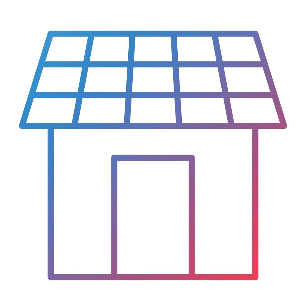 Solar House Line Gradient Icon vector